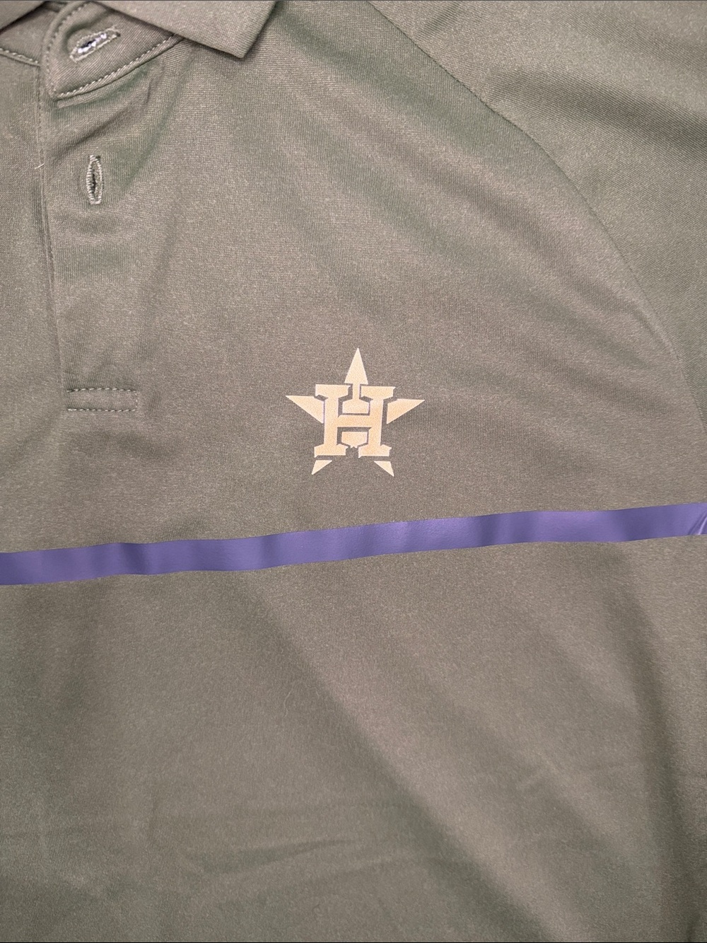 Men's Houston Astros Levelwear Olive‎ Delta Sector Raglan Polo - Picture 5 of 6